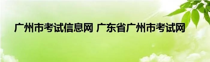 广州市考试信息网 广东省广州市考试网