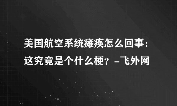 美国航空系统瘫痪怎么回事：这究竟是个什么梗？-飞外网