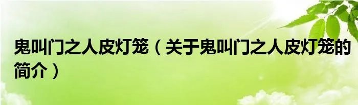 鬼叫门之人皮灯笼（关于鬼叫门之人皮灯笼的简介）