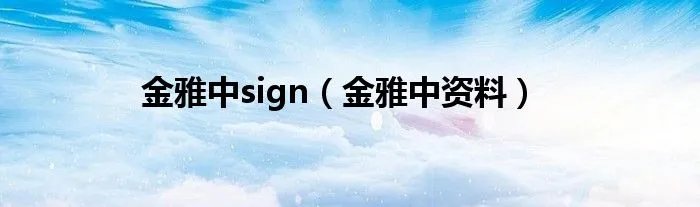 金雅中sign（金雅中资料）