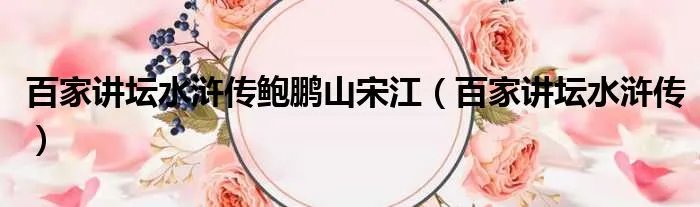 百家讲坛水浒传鲍鹏山宋江（百家讲坛水浒传）