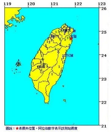 台湾哪里发生5.2级地震？