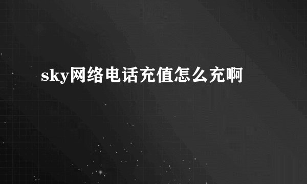 sky网络电话充值怎么充啊