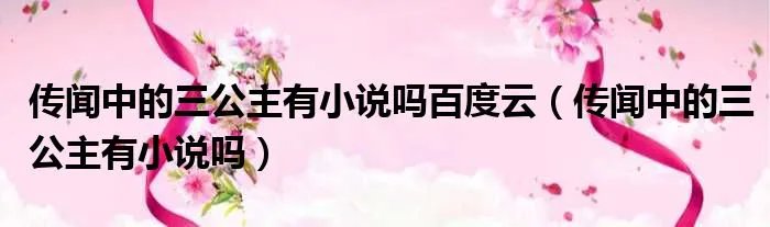 传闻中的三公主有小说吗百度云（传闻中的三公主有小说吗）