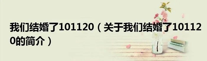 我们结婚了101120（关于我们结婚了101120的简介）