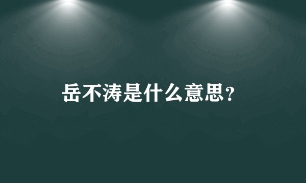 岳不涛是什么意思？
