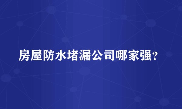 房屋防水堵漏公司哪家强？