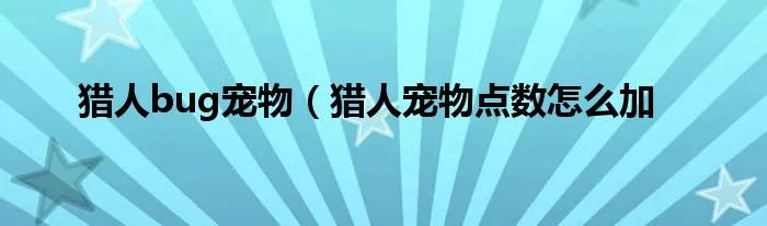 猎人bug宠物（猎人宠物点数怎么加