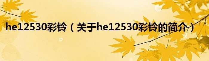 he12530彩铃（关于he12530彩铃的简介）