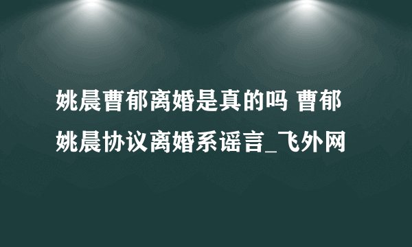 姚晨曹郁离婚是真的吗 曹郁姚晨协议离婚系谣言_飞外网