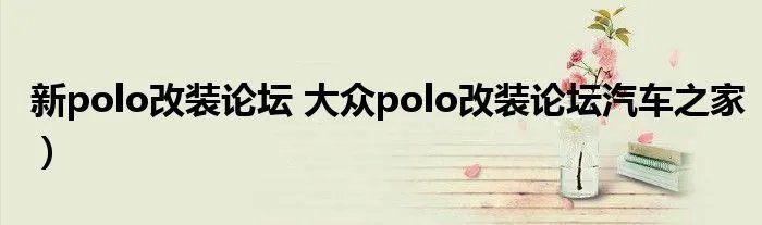 新polo改装论坛 大众polo改装论坛汽车之家）