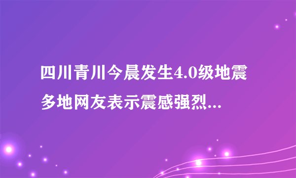 四川青川今晨发生4.0级地震 多地网友表示震感强烈 暂未收到伤亡报告