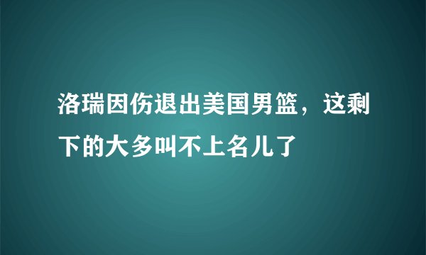 洛瑞因伤退出美国男篮，这剩下的大多叫不上名儿了