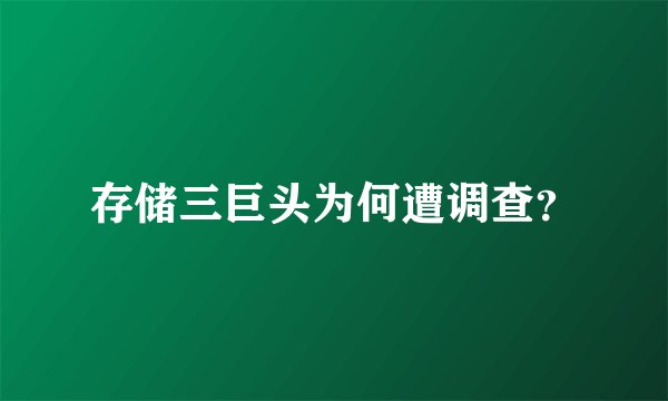 存储三巨头为何遭调查？