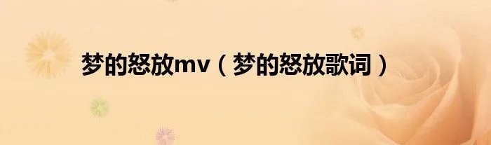 梦的怒放mv（梦的怒放歌词）