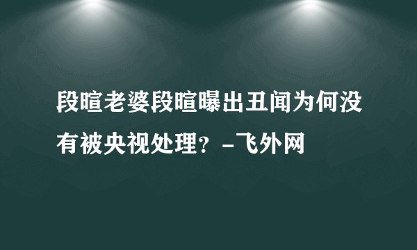 段暄老婆段暄曝出丑闻为何没有被央视处理？-飞外网