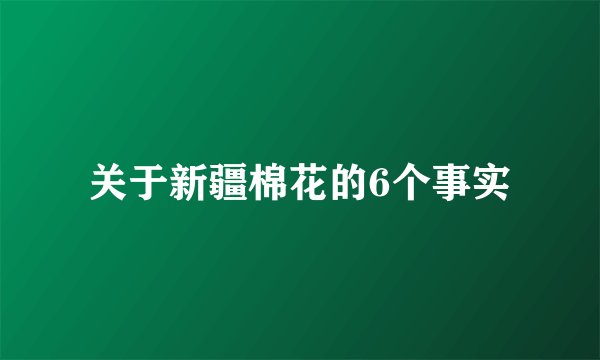 关于新疆棉花的6个事实