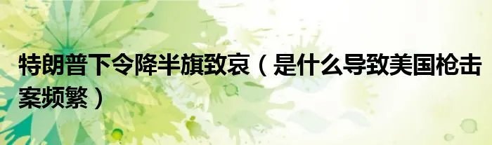 特朗普下令降半旗致哀（是什么导致美国枪击案频繁）