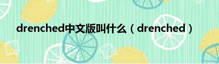 drenched中文版叫什么（drenched）