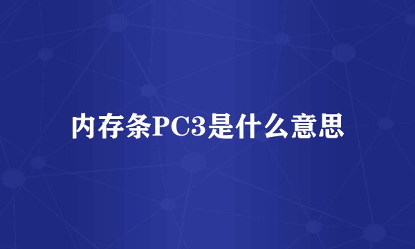 内存条PC3是什么意思