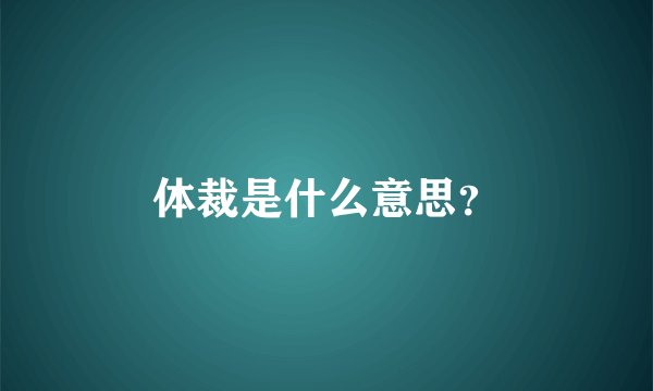 体裁是什么意思？