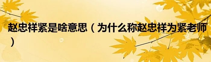 赵忠祥紧是啥意思（为什么称赵忠祥为紧老师）
