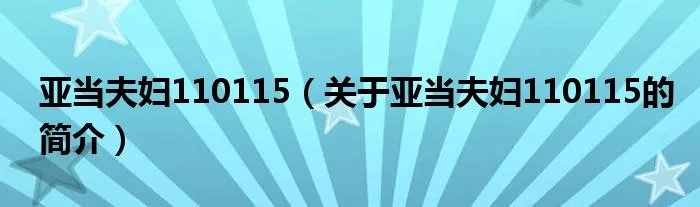 亚当夫妇110115（关于亚当夫妇110115的简介）