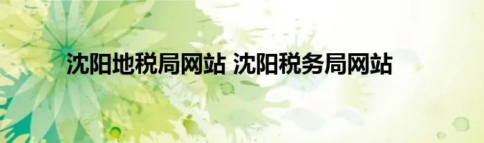 沈阳地税局网站 沈阳税务局网站