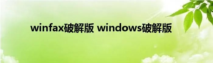 winfax破解版 windows破解版
