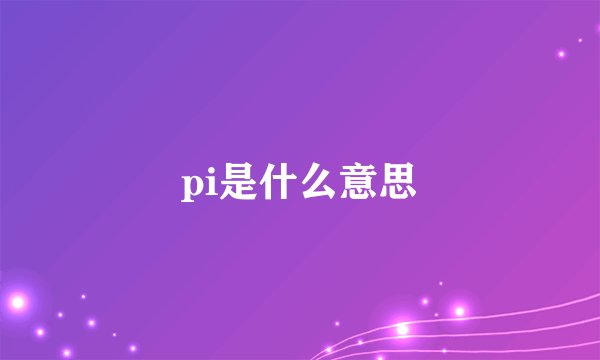 pi是什么意思