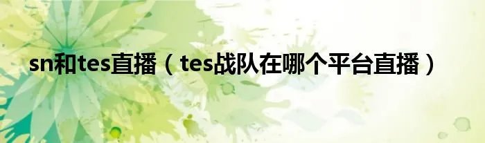 sn和tes直播（tes战队在哪个平台直播）