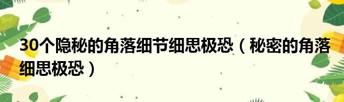 30个隐秘的角落细节细思极恐（秘密的角落细思极恐）