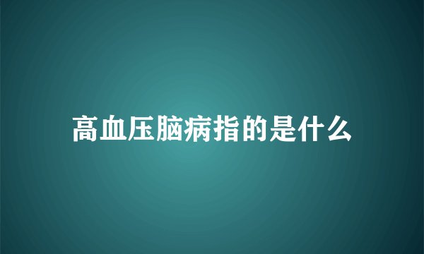 高血压脑病指的是什么