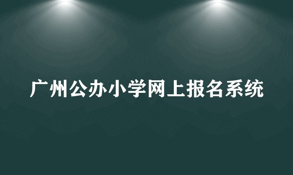 广州公办小学网上报名系统