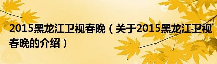 2015黑龙江卫视春晚（关于2015黑龙江卫视春晚的介绍）