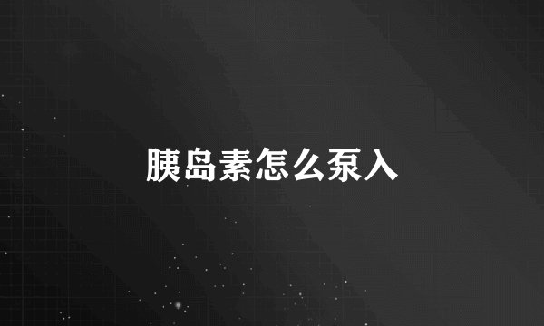 胰岛素怎么泵入