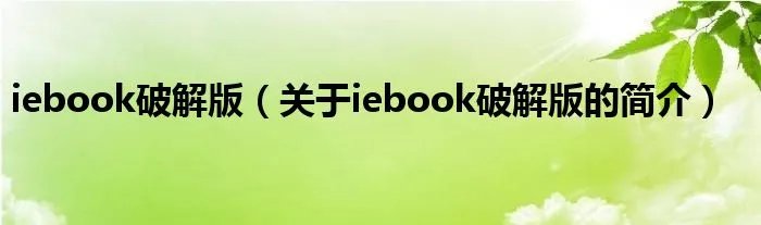 iebook破解版（关于iebook破解版的简介）