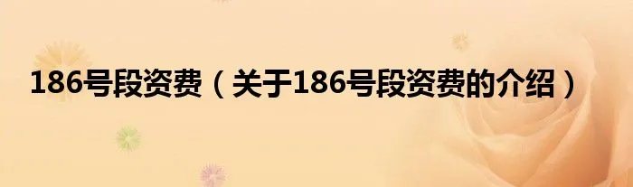 186号段资费（关于186号段资费的介绍）