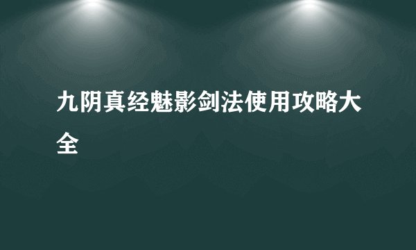 九阴真经魅影剑法使用攻略大全