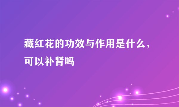 藏红花的功效与作用是什么，可以补肾吗