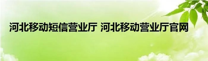 河北移动短信营业厅 河北移动营业厅官网
