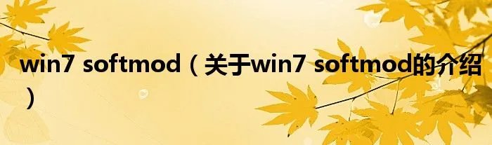 win7 softmod(关于win7 softmod的介绍)