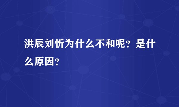洪辰刘忻为什么不和呢？是什么原因？