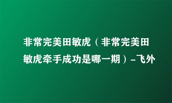 非常完美田敏虎（非常完美田敏虎牵手成功是哪一期）-飞外