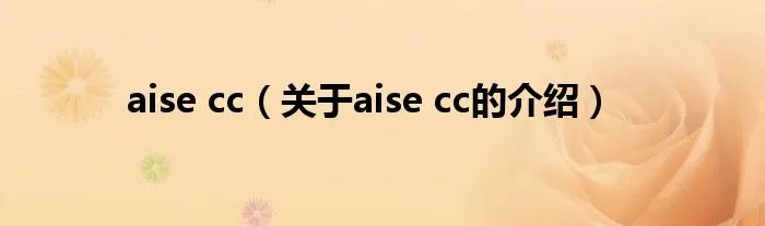 aise cc（关于aise cc的介绍）