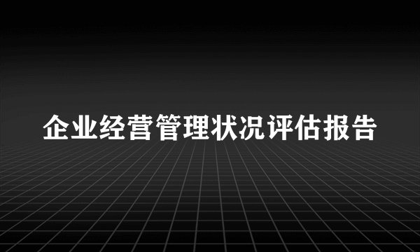 企业经营管理状况评估报告