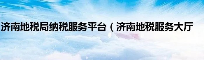 济南地税局纳税服务平台（济南地税服务大厅