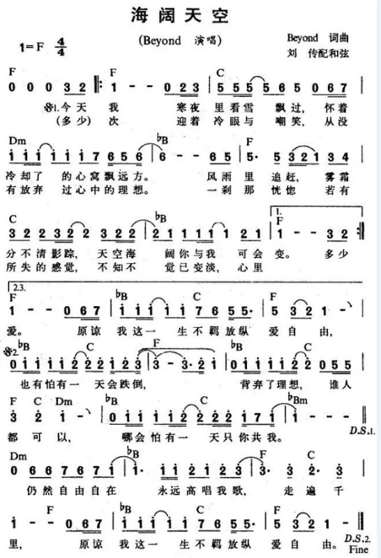 黄家驹 海阔天空 歌词