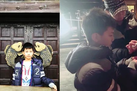 康康一人探班胡军 可以说很懂事了