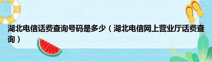 湖北电信话费查询号码是多少（湖北电信网上营业厅话费查询）